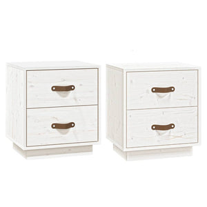 Sängbord 2 st vit 40x34x45 cm massivt furu