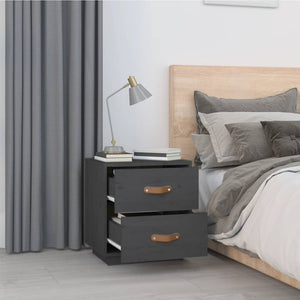 Sängbord 2 st grå 40x34x45 cm massivt furu