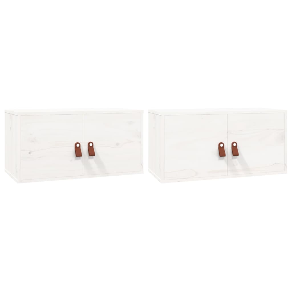 Väggskåp 2 st vit 60x30x30 cm massiv furu