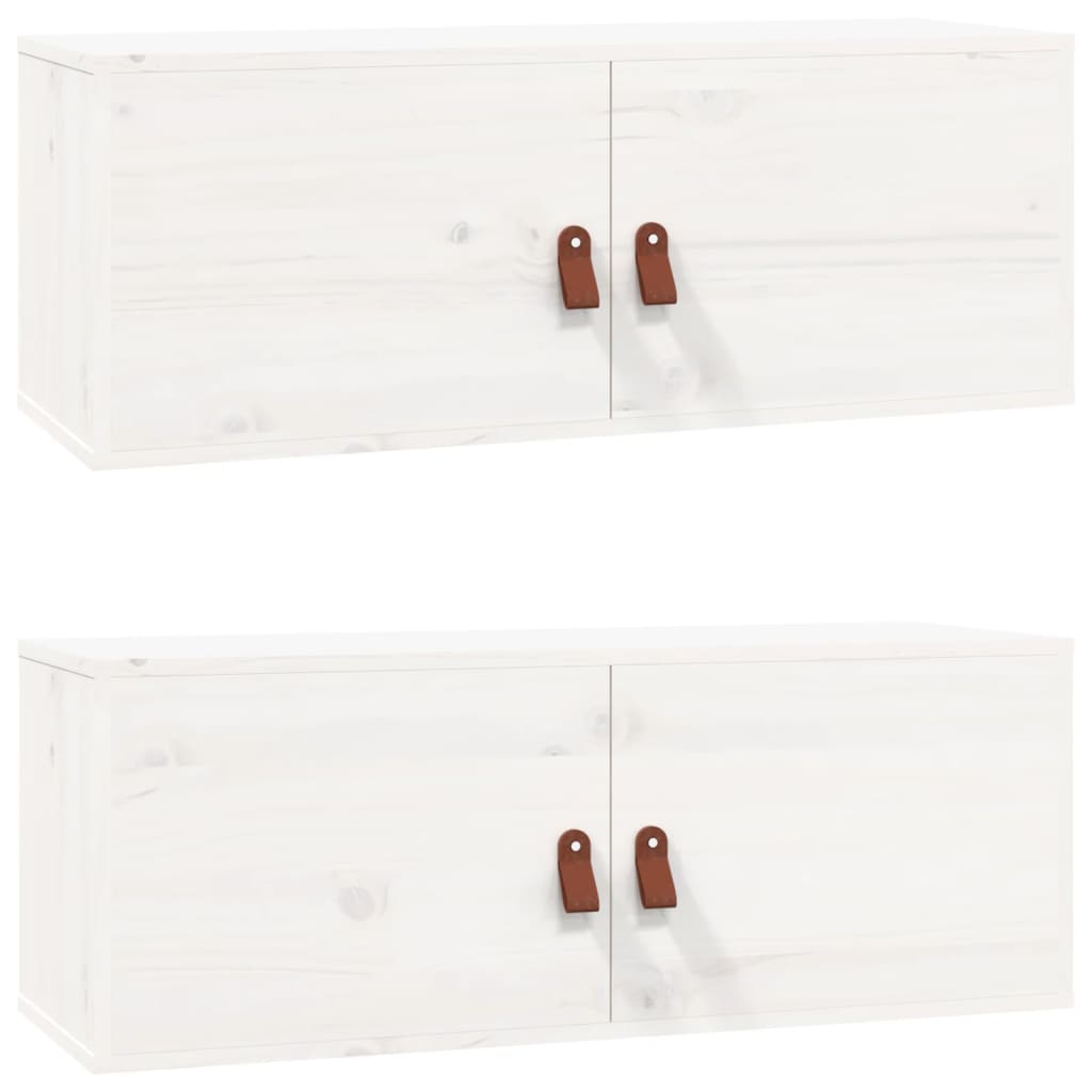 Väggskåp 2 st vit 80x30x30 cm massiv furu