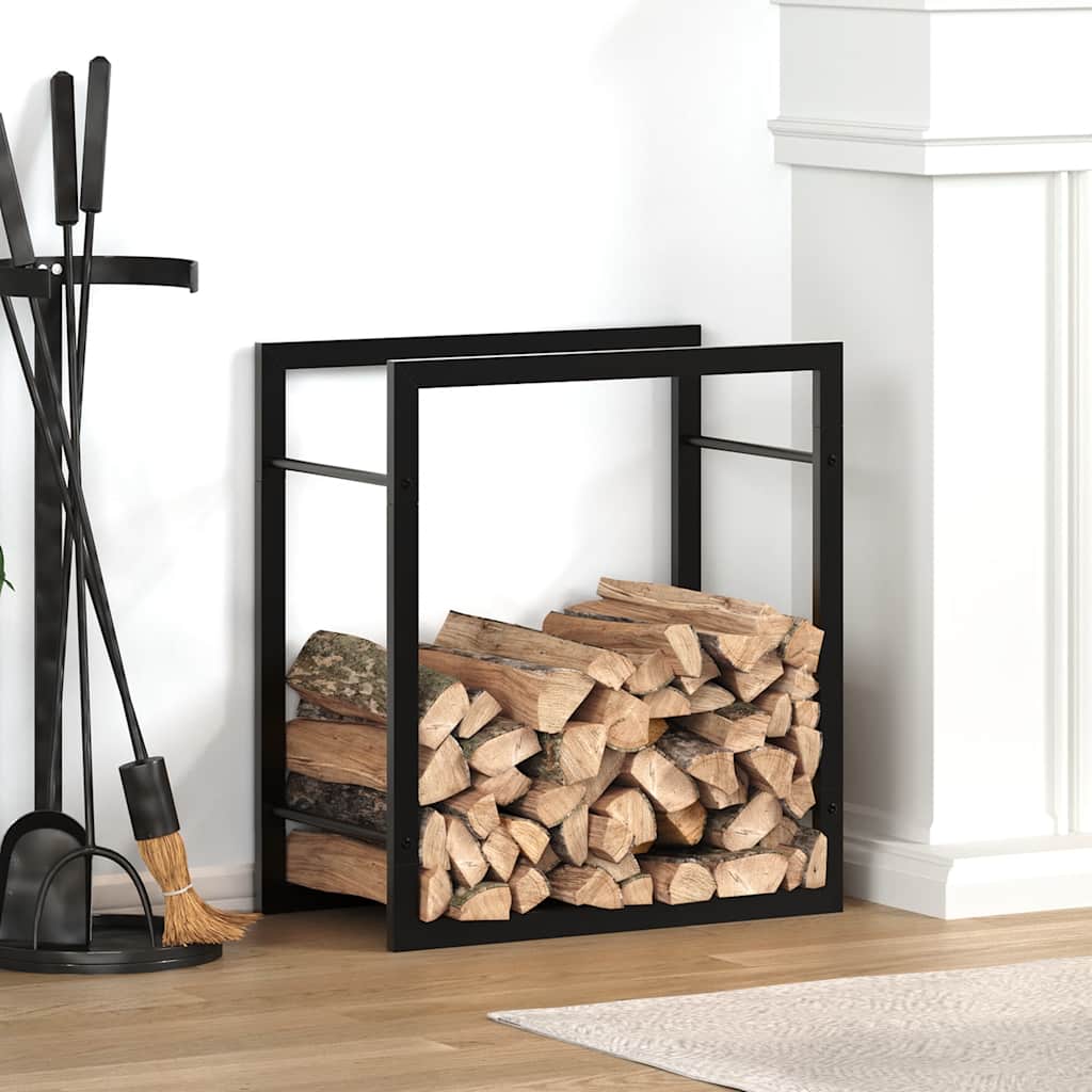 Vedställ matt svart 50x28x56 cm stål