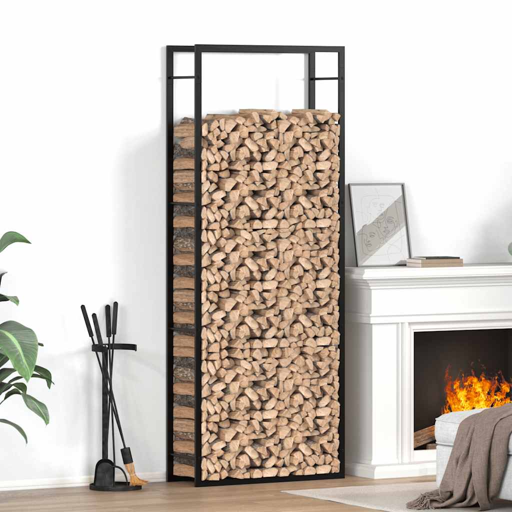 Vedställ mattsvart 80x28x222 cm stål
