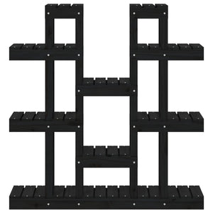 Växtställ Svart 104,5x25x109,5 cm massiv furu