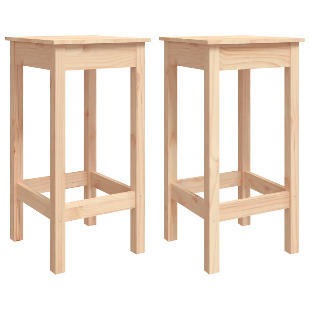 Barstolar 2 st 40x40x78 cm massivt trä furu