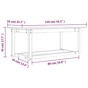Soffbord vit 110x55x45 cm massiv furu