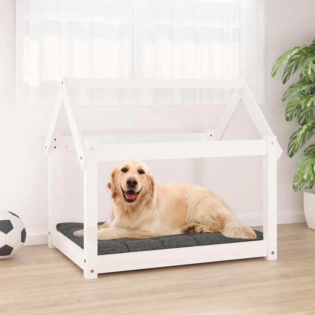 Hundbädd vit 81x60x70 cm massiv furu