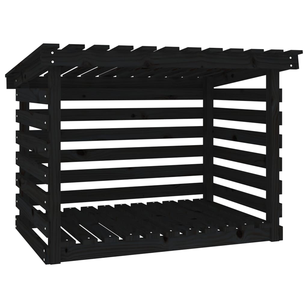 Vedställ svart 108x73x79 cm massiv furu