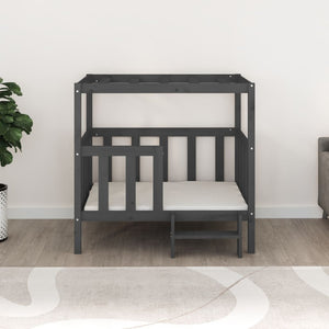 Hundbädd grå 105,5 x 83,5 x 100 cm massiv furu