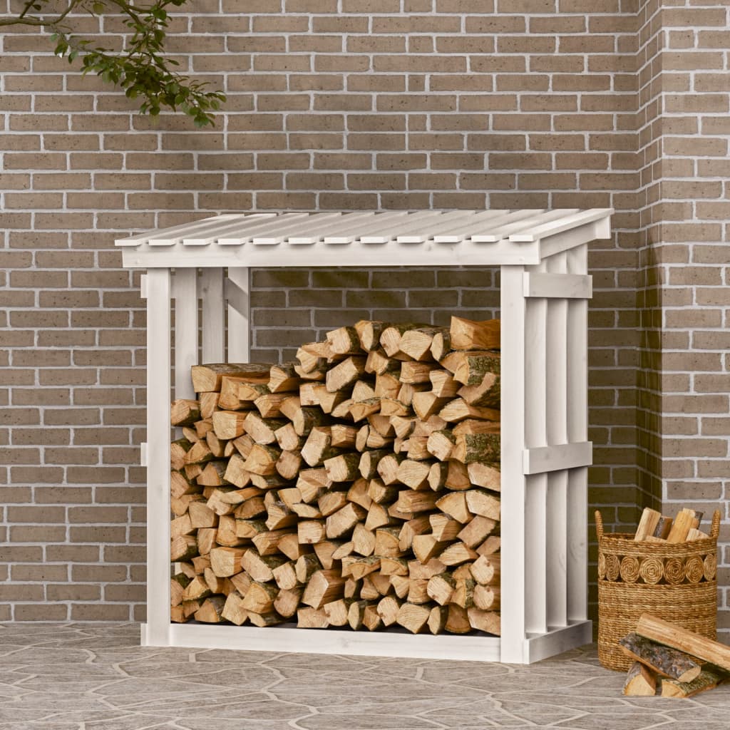 Vedställ vit 108x64,5x109 cm massiv furu