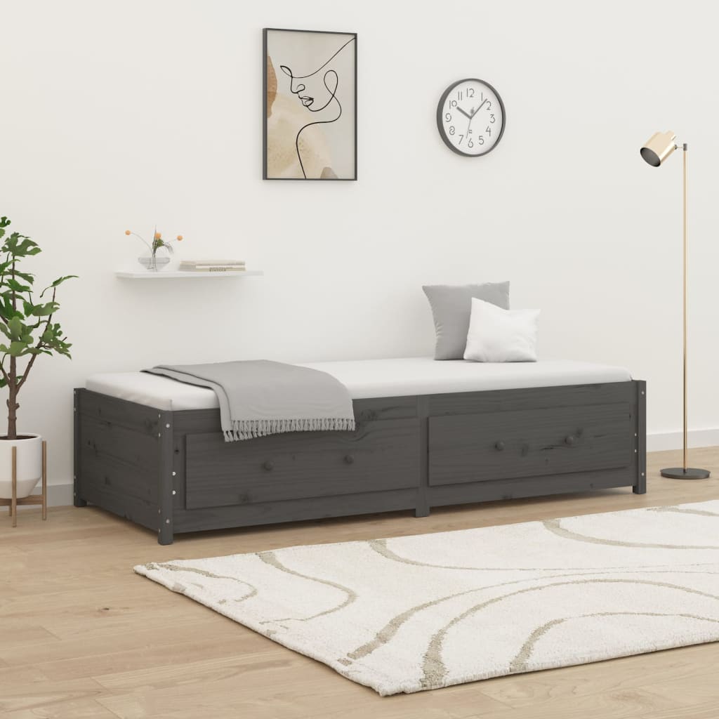 Dagbädd grå 90x200 cm massiv furu