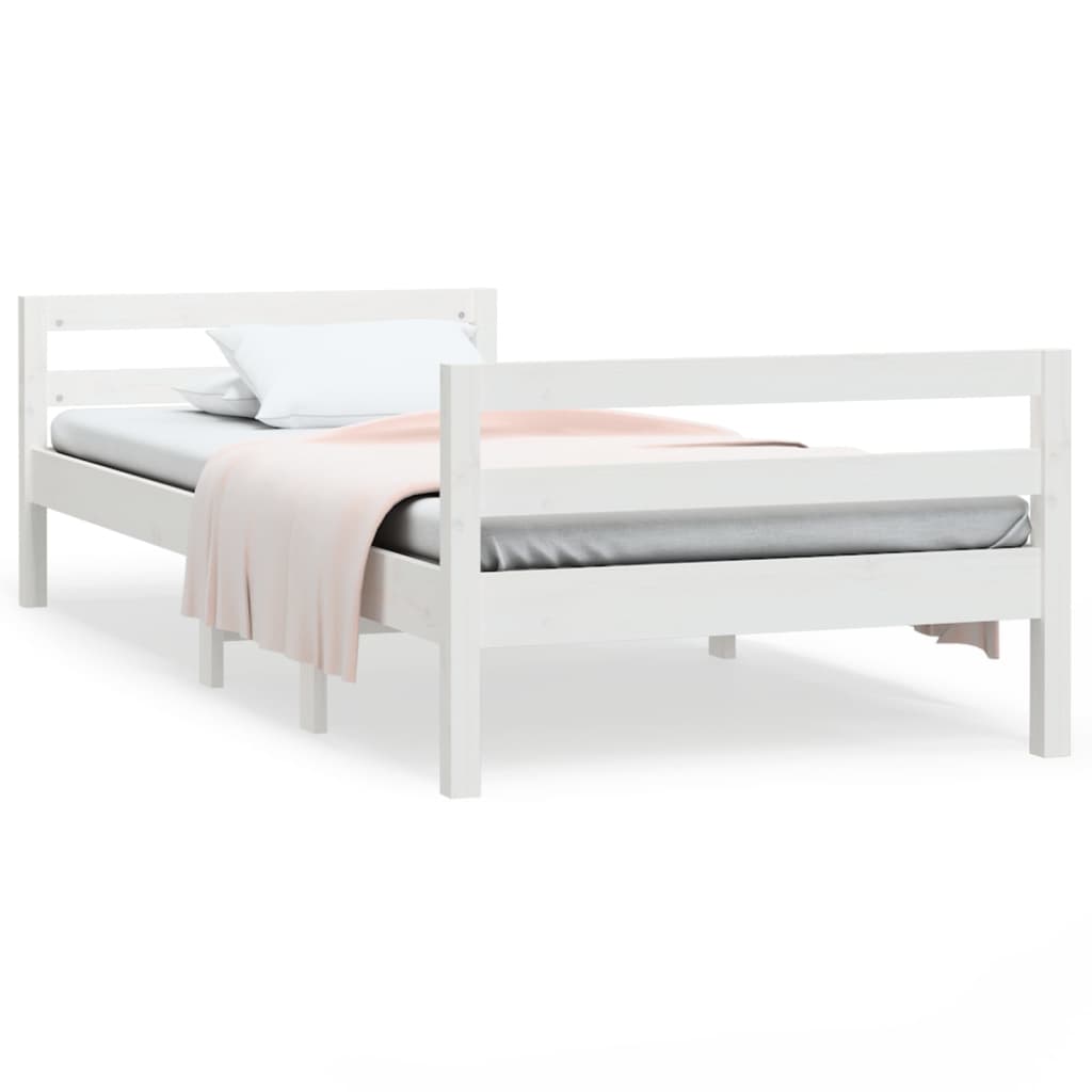 Sängram utan madrass vit 90x200 cm massiv furu