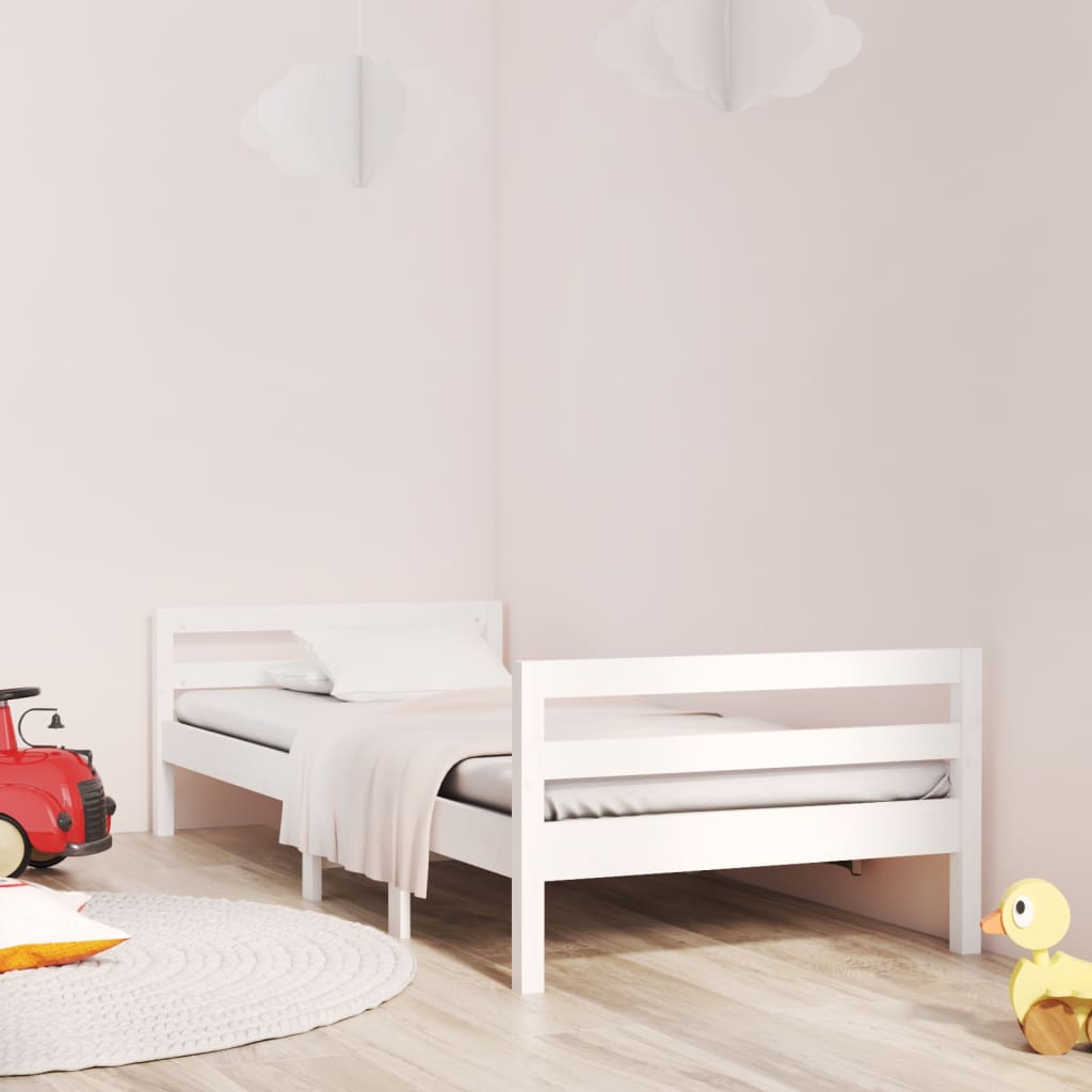 Sängram utan madrass vit 90x200 cm massiv furu