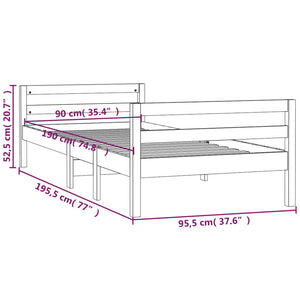 Sängram utan madrass vit 90x190 cm massiv furu