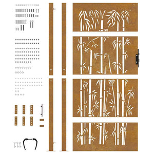 Trädgårdsgrind 100x200 cm cortenstål bambudesign