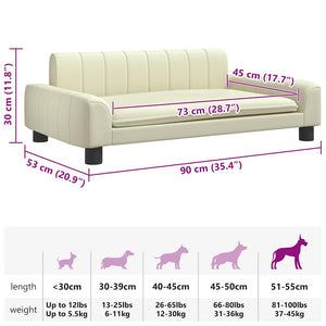 Hundbädd gräddvit 90x53x30 cm konstläder
