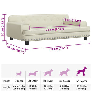 Hundbädd gräddvit 90x53x30 cm konstläder