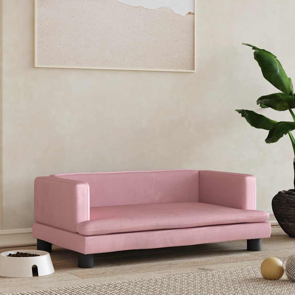 Hundbädd rosa 80x45x30 cm sammet
