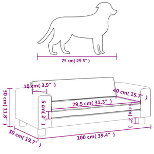 Hundbädd med förlängning ljusgrå 100x50x30 cm sammet