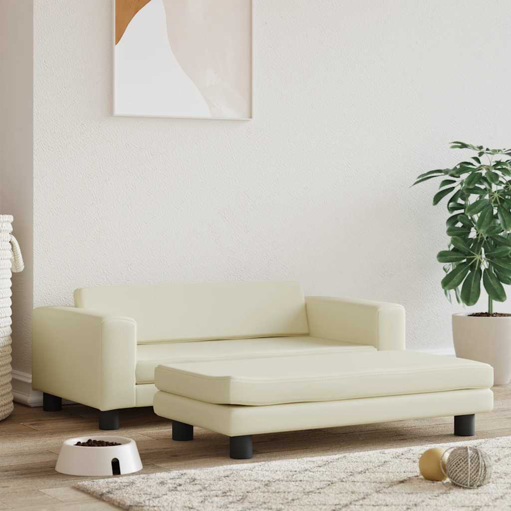 Hundbädd med förlängning gräddvit 100x50x30 cm konstläder