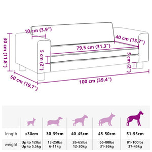 Hundbädd med förlängning cappuccino 100x50x30 cm konstläder