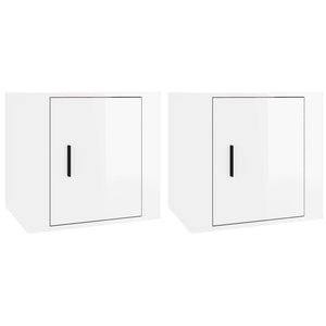 Sängbord 2 st vit högglans 50x39x47 cm