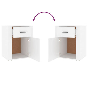 Sängbord vit 50x36x60 cm konstruerat trä