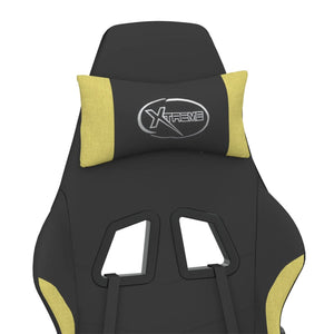 Gamingstol med fotstöd svart och ljusgrön tyg