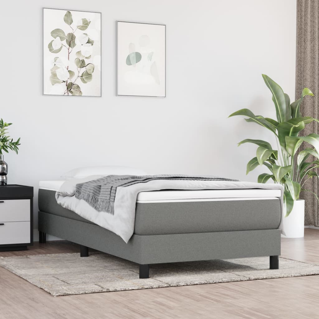 Boxspring-sängram mörkgrå 80x200 cm tyg