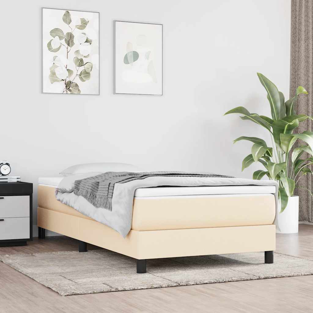 Boxspring-sängram cremefärgad 80x200 cm tyg
