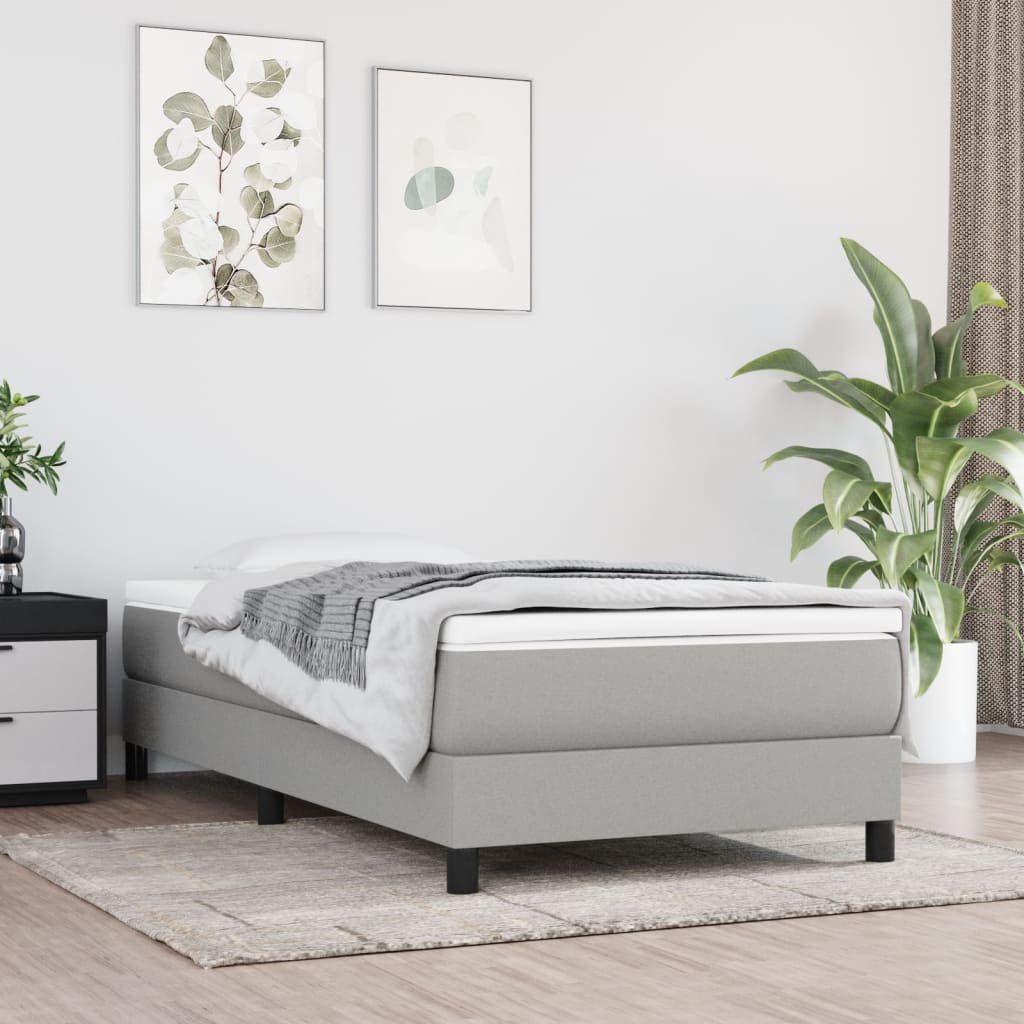 Boxspring-sängram ljusgrå 90x190 cm tyg