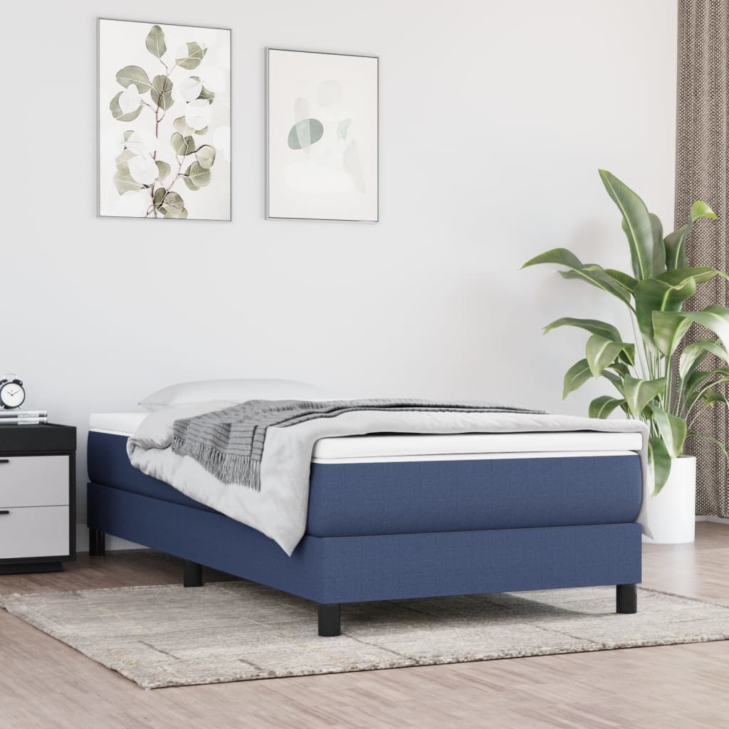 Boxspring-sängram blå 90x190 cm tyg