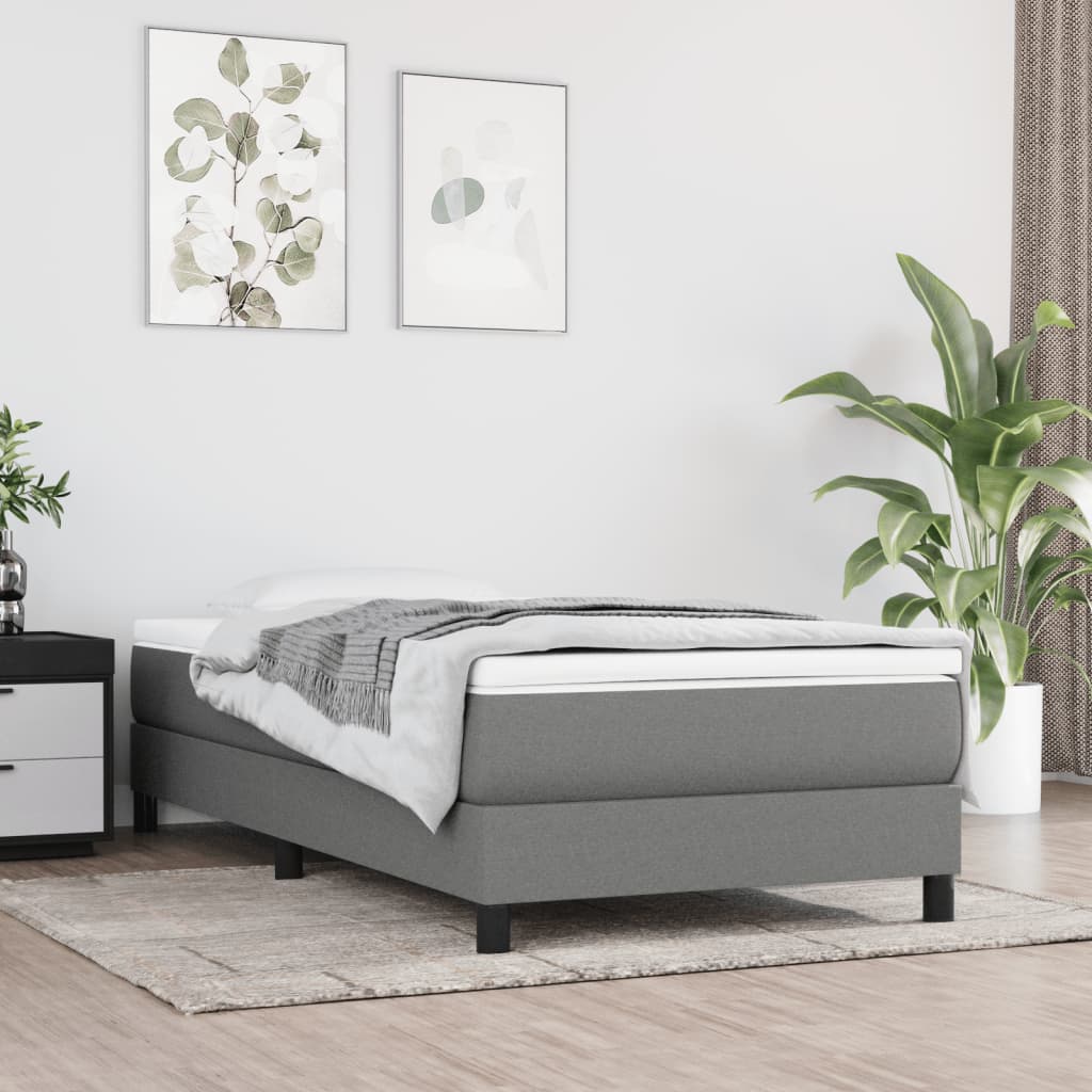 Boxspring-sängram mörkgrå 90x200 cm tyg