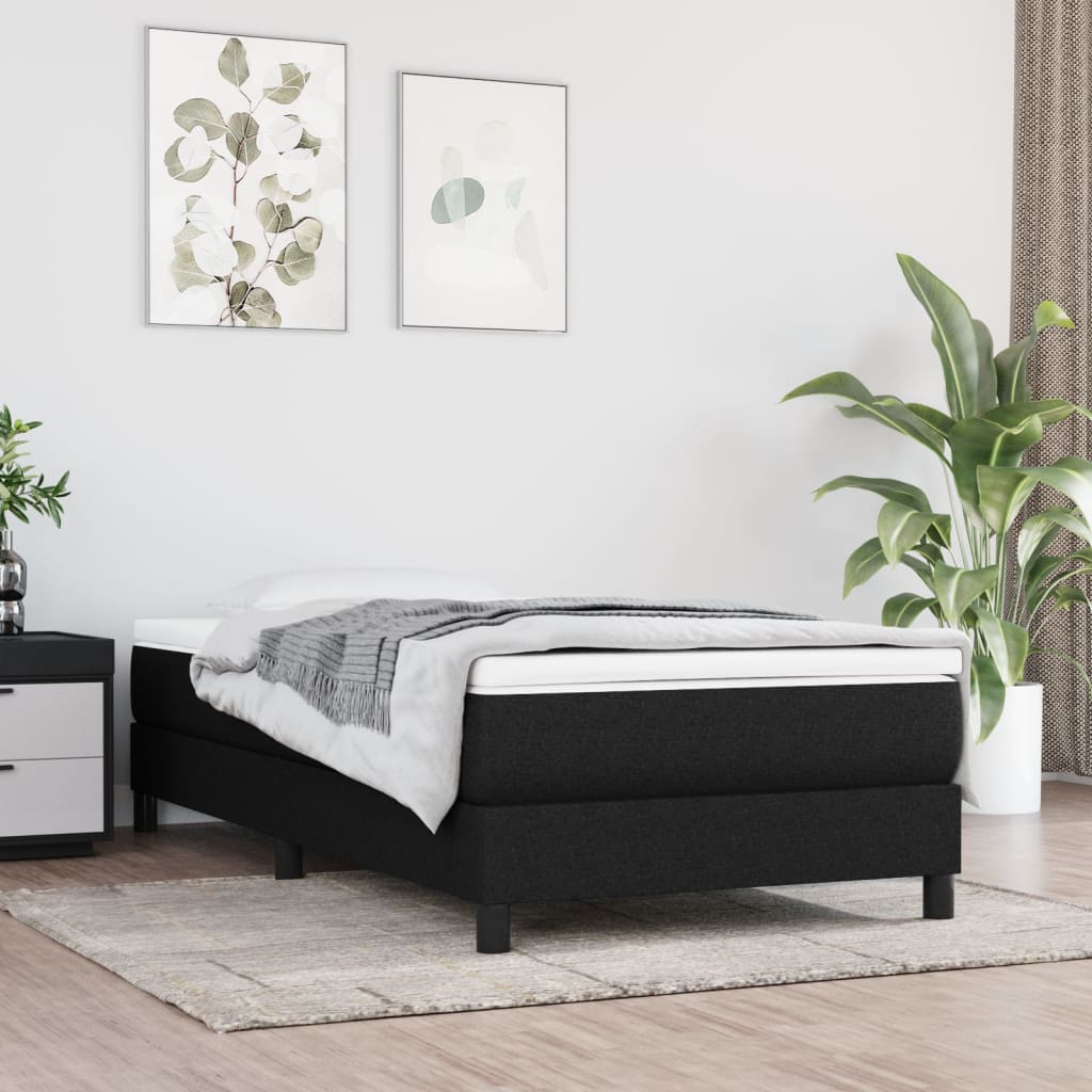 Boxspring-sängram svart 90x200 cm tyg