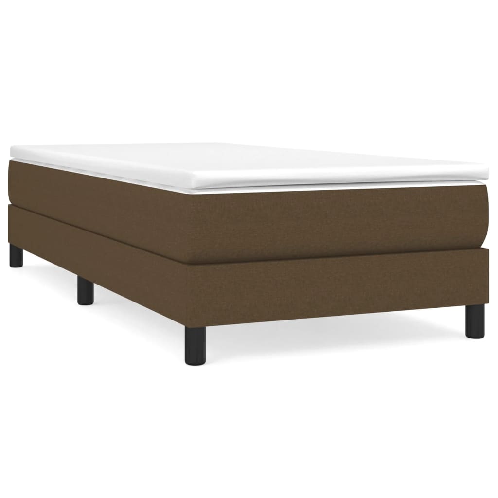 Boxspring-sängram mörkbrun 90x200 cm tyg