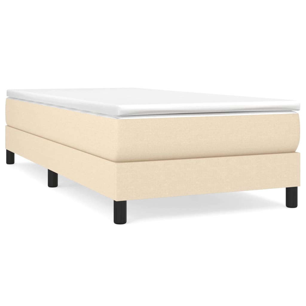 Boxspring-sängram cremefärgad 90x200 cm tyg