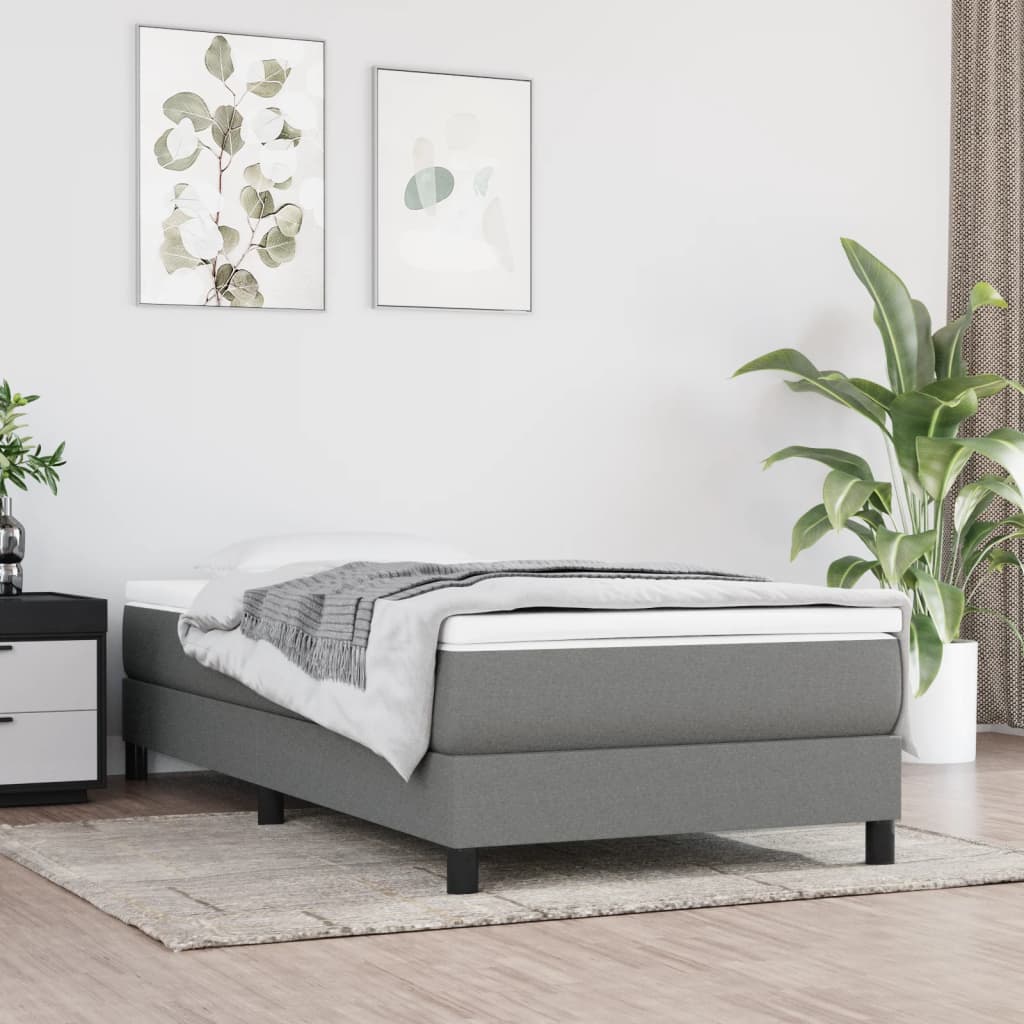Boxspring-sängram mörkgrå 100x200 cm tyg
