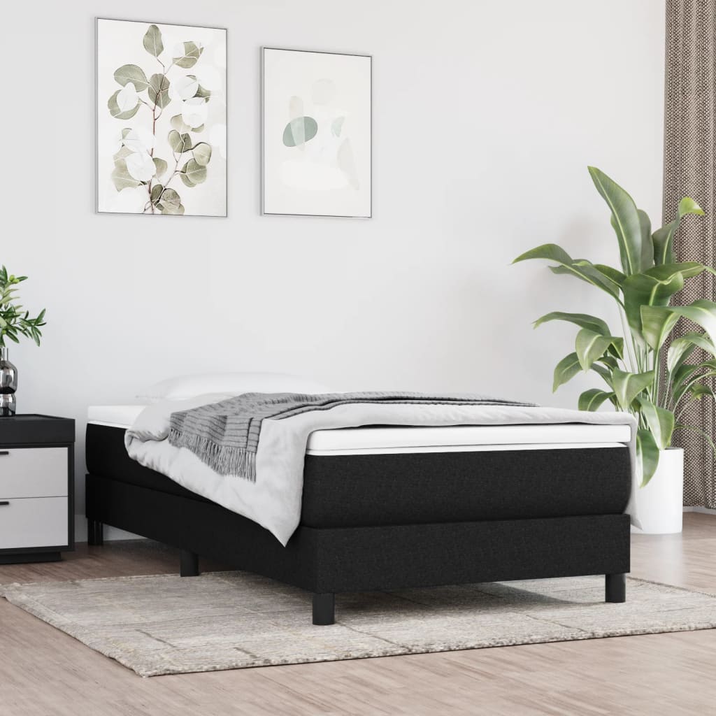 Boxspring-sängram svart 100x200 cm tyg