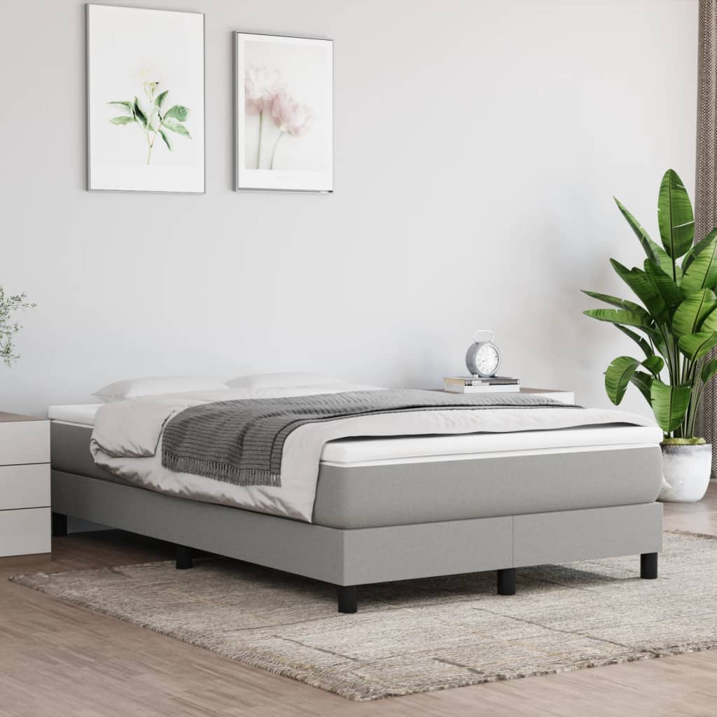Boxspring-sängram ljusgrå 120x200 cm tyg