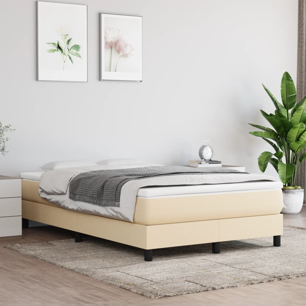 Boxspring-sängram gräddvit 120x200 cm tyg
