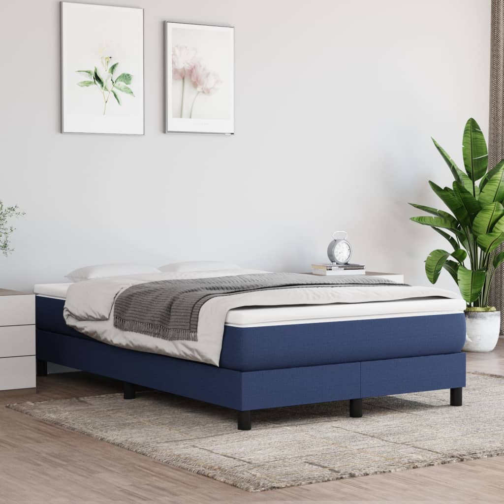 Boxspring-sängram blå 120x200cm tyg