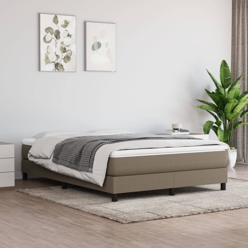 Boxspring-sängram taupe 140x200 cm tyg