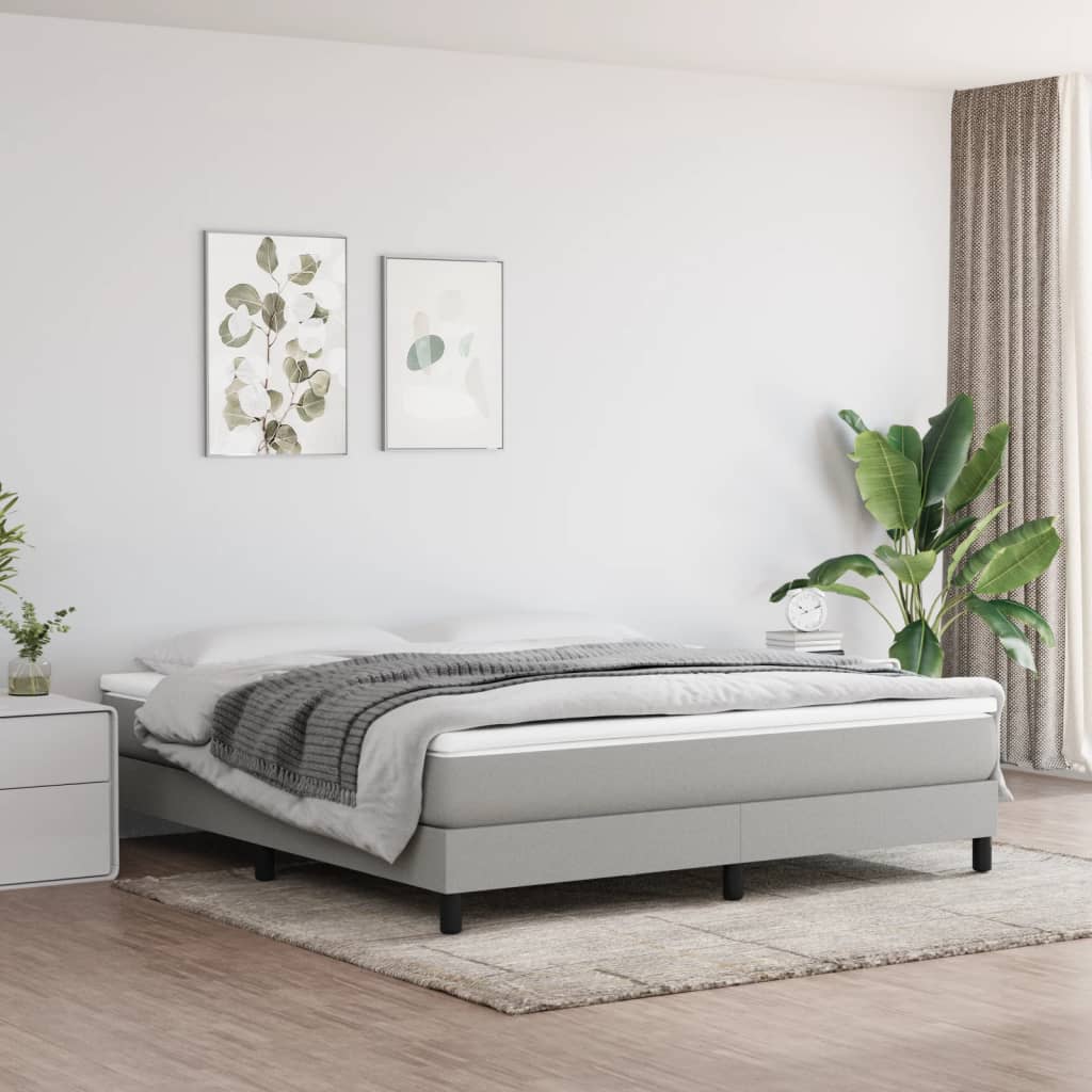 Boxspring-sängram ljusgrå 160x200 cm tyg