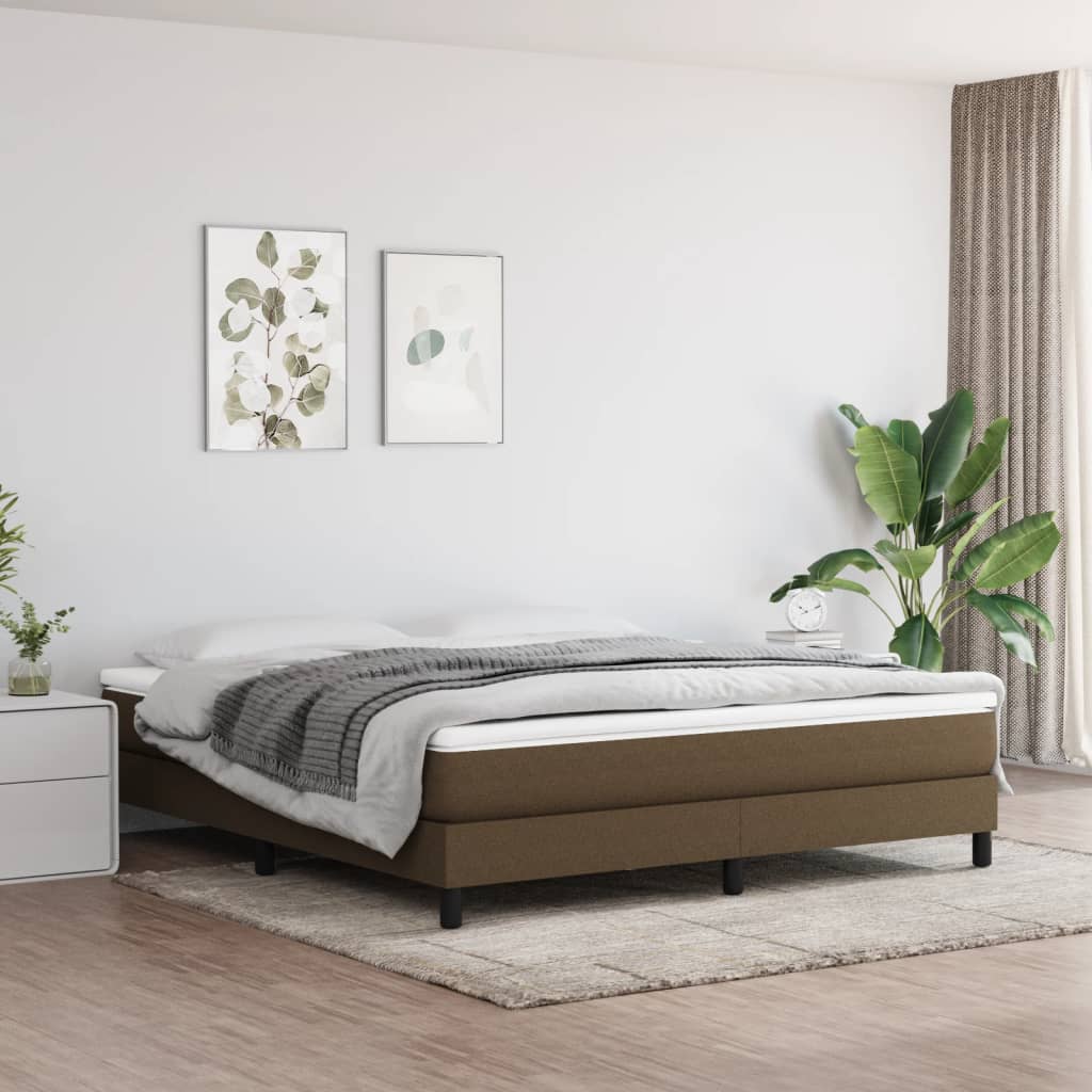 Boxspring-sängram mörkbrun 160x200 cm tyg