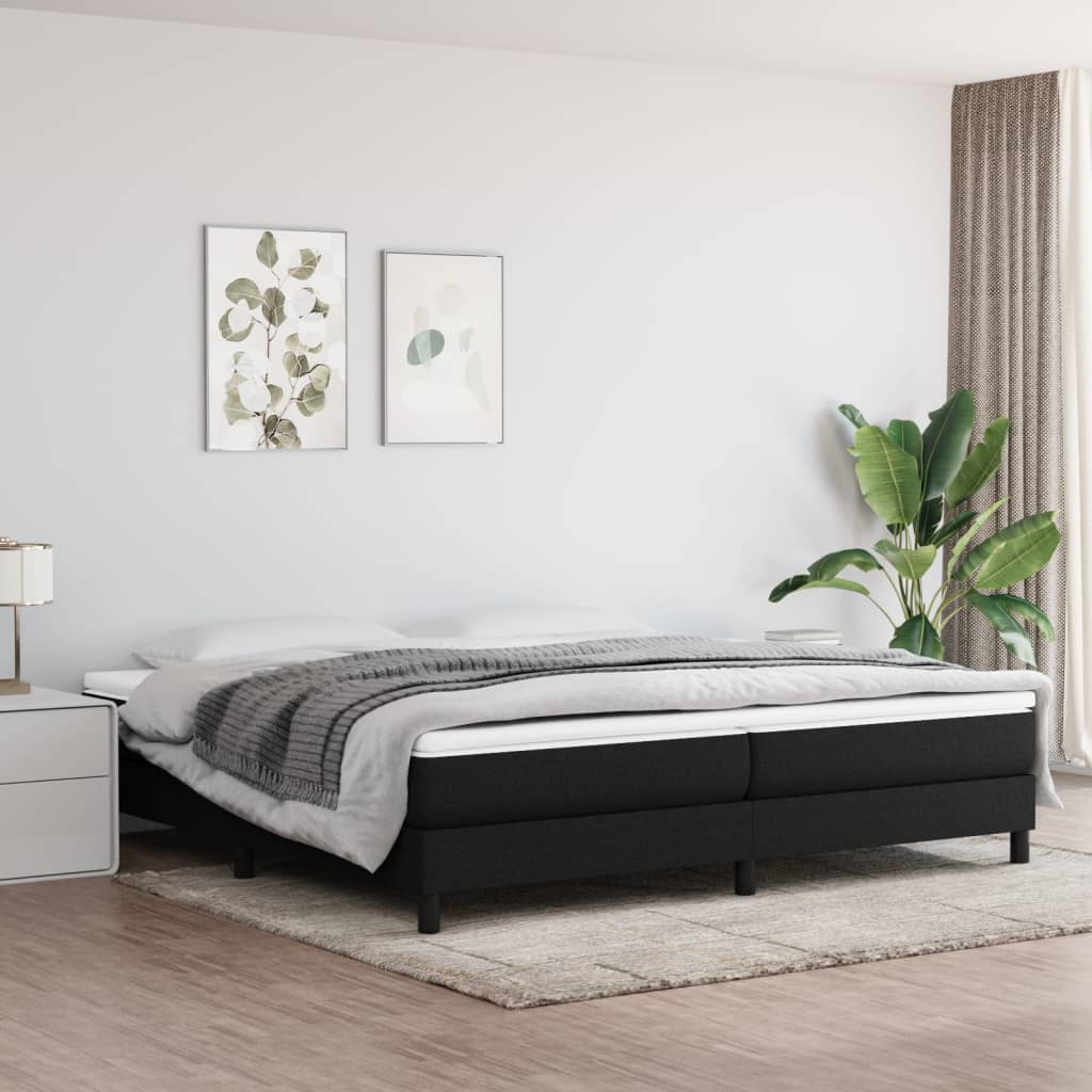 Boxspring-sängram svart 200x200 cm tyg
