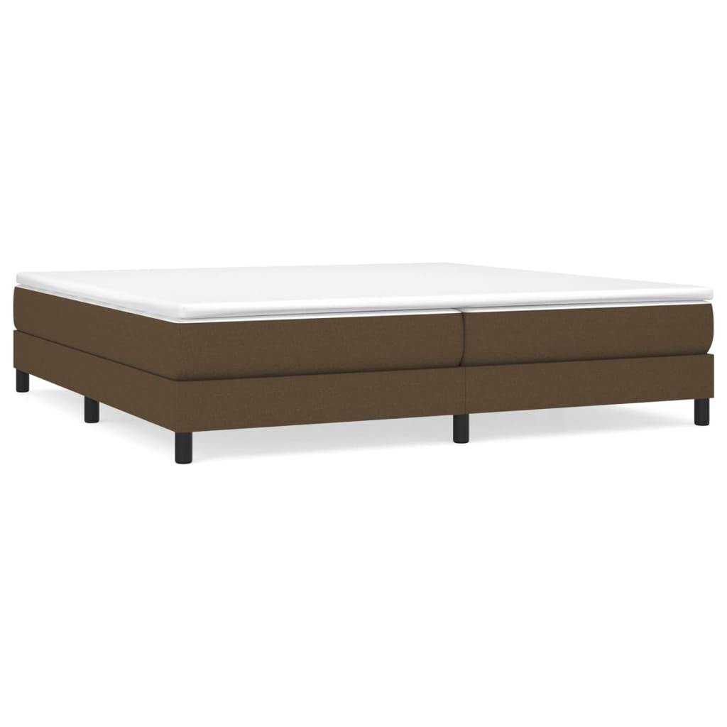 Boxspring-sängram mörkbrun 200x200 cm tyg