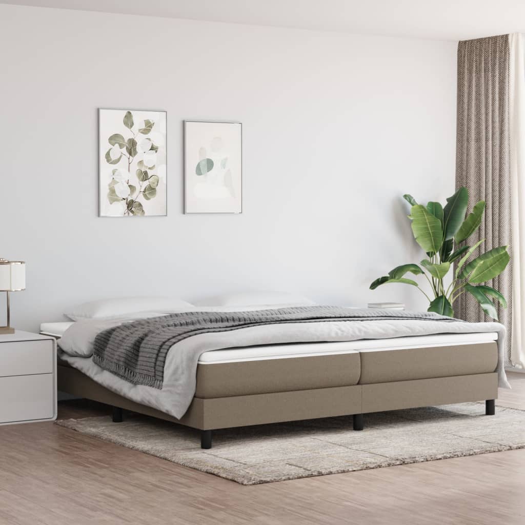 Boxspring-sängram taupe 200x200 cm tyg
