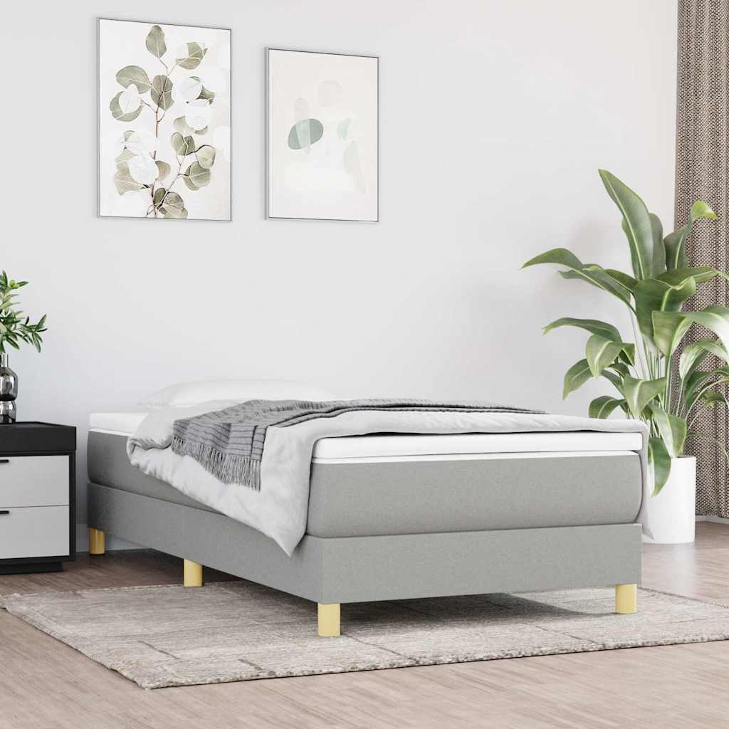 Boxspring-sängram ljusgrå 80x200 cm tyg
