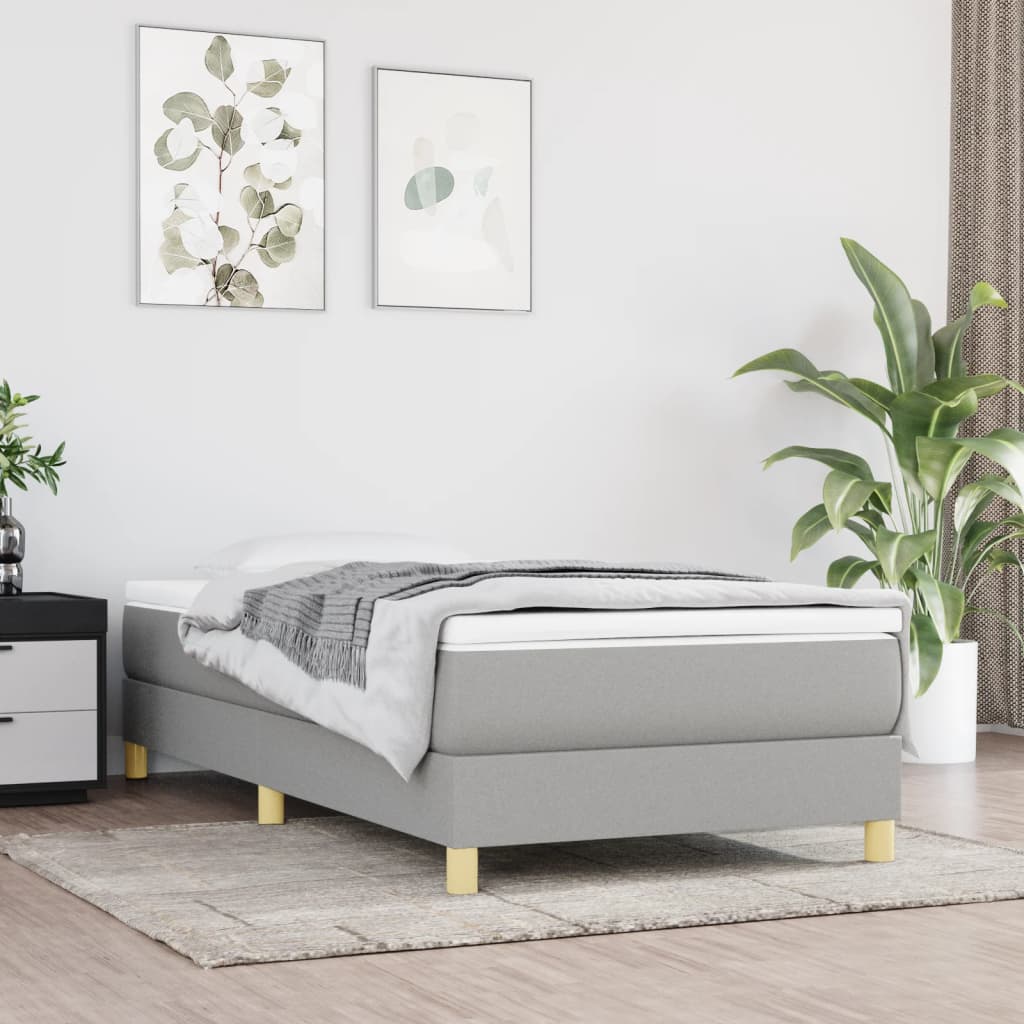 Boxspring-sängram ljusgrå 90x190 cm tyg