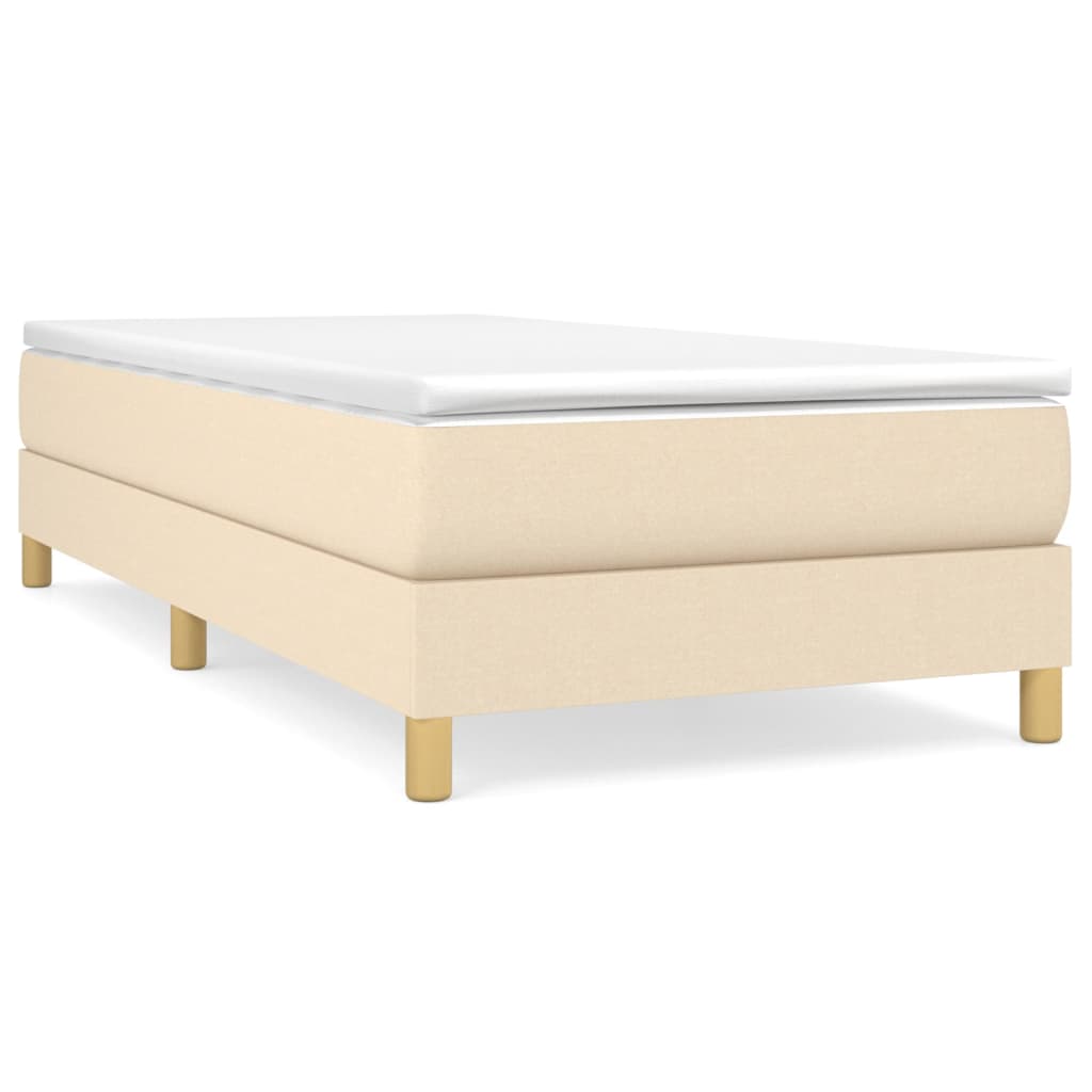 Boxspring-sängram gräddvit 90x190 cm tyg
