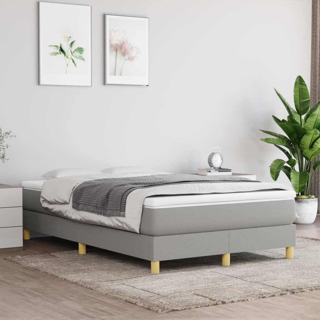 Boxspring-sängram ljusgrå 120x200 cm tyg